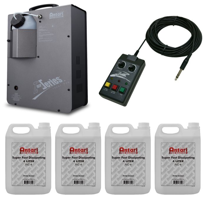Antari Z-1020 Vertical Fog Machine with (4) Gallons of Quick Dissipating  Fog Fluid and (1) Z-40 Cable Remote Package